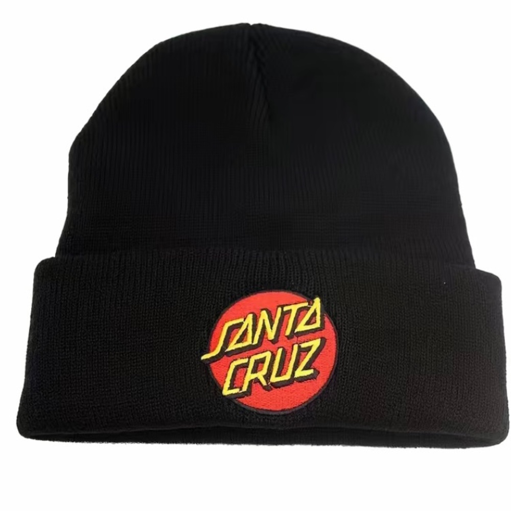 Santa Cruz Black Beanie OS Teen Adult Winter Fall Hats NEW